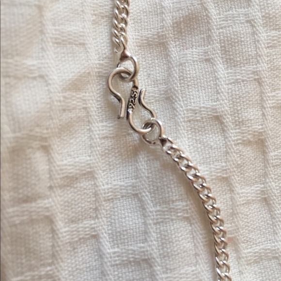 Silver necklace genuine Abalone Stones stamped - Picture 3 of 4